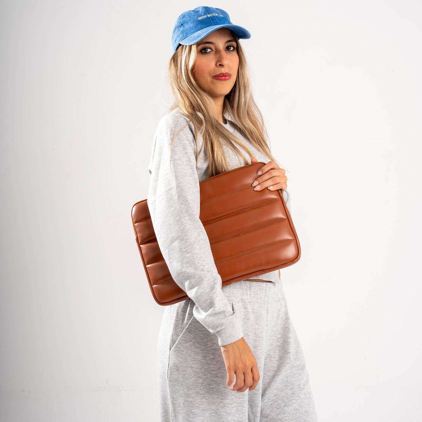 Buff Leather Laptop Sleeve Coffee Brown