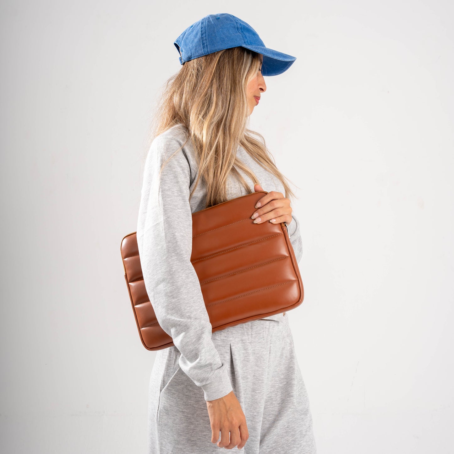 Buff Leather Laptop Sleeve Coffee Brown