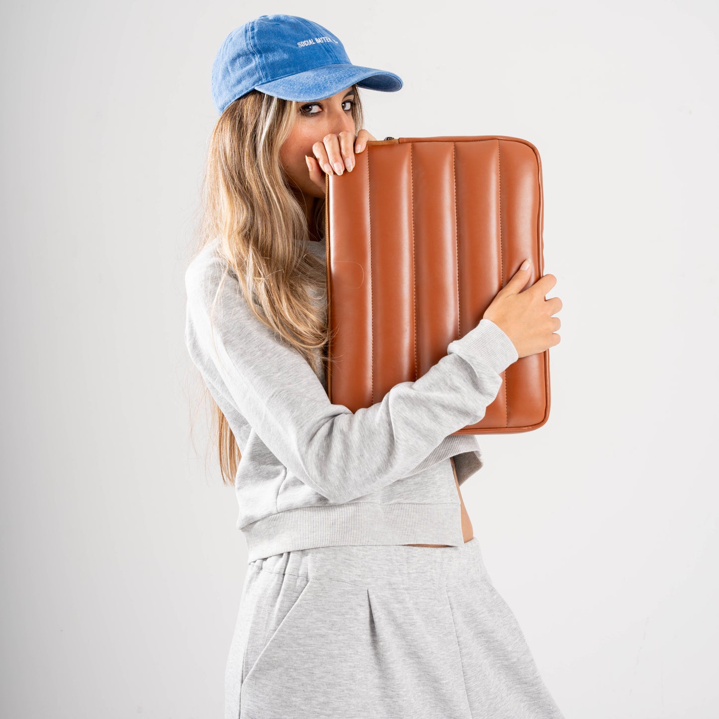 Buff Leather Laptop Sleeve Coffee Brown