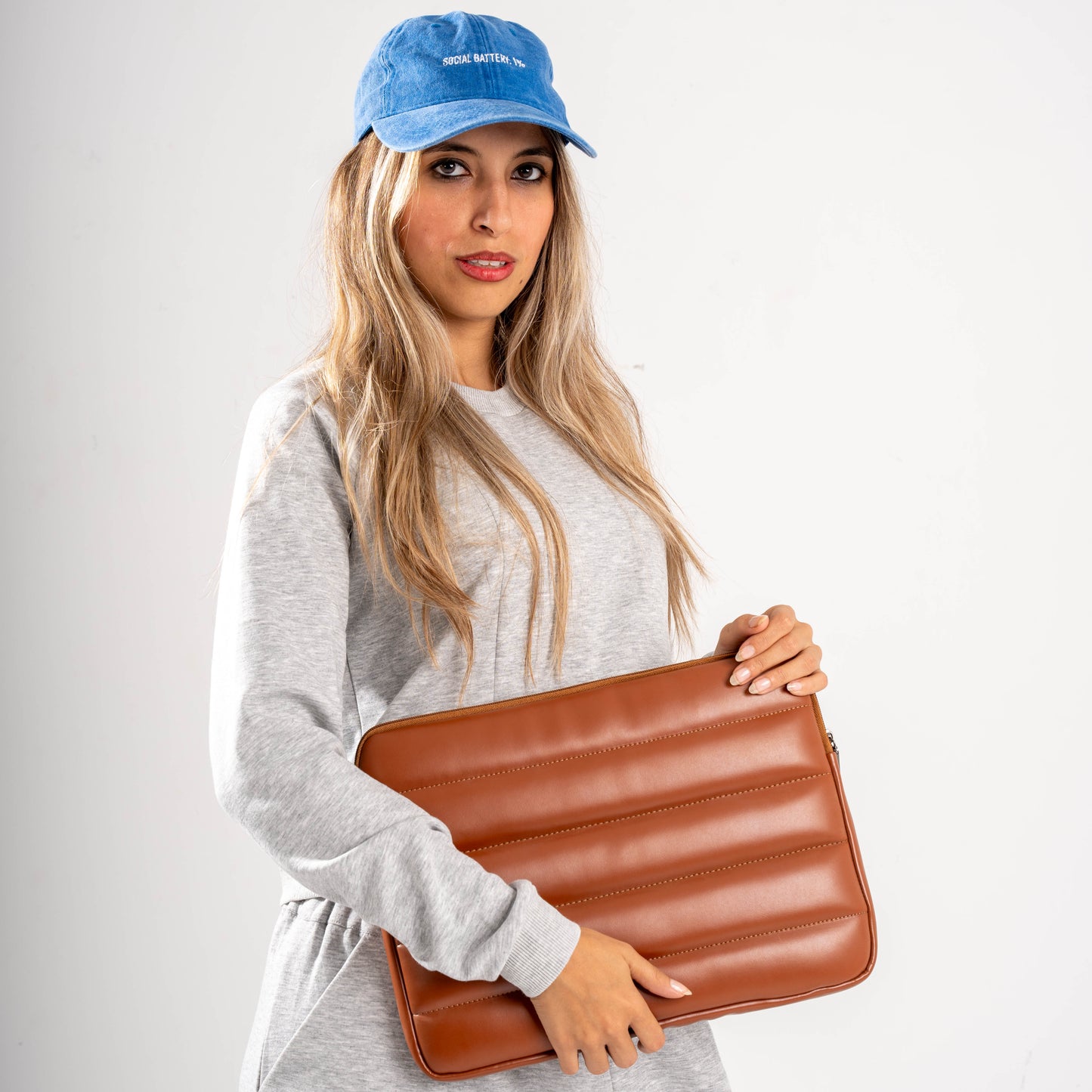 Buff Leather Laptop Sleeve Coffee Brown