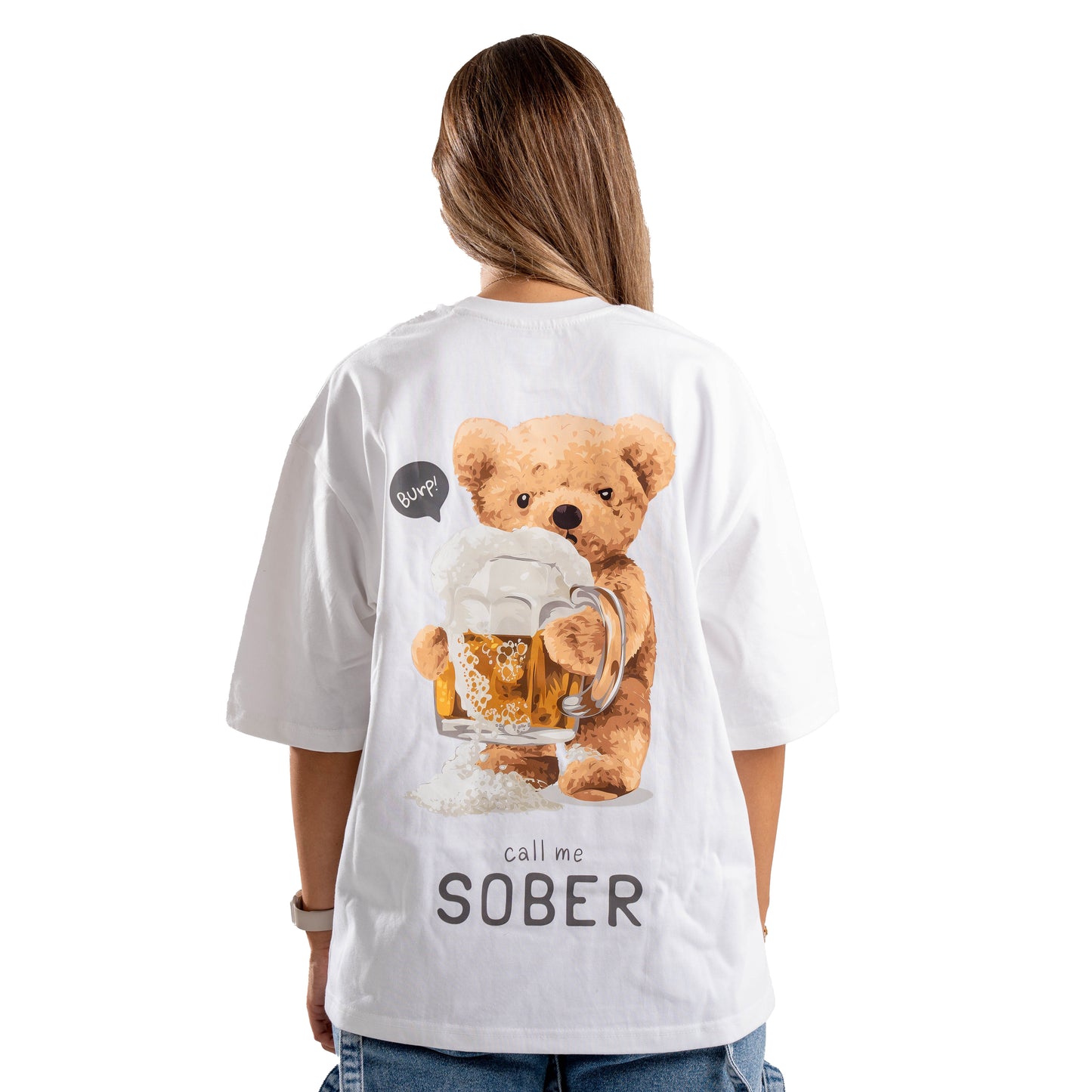 Call me Sober Bear Oversized Tee's