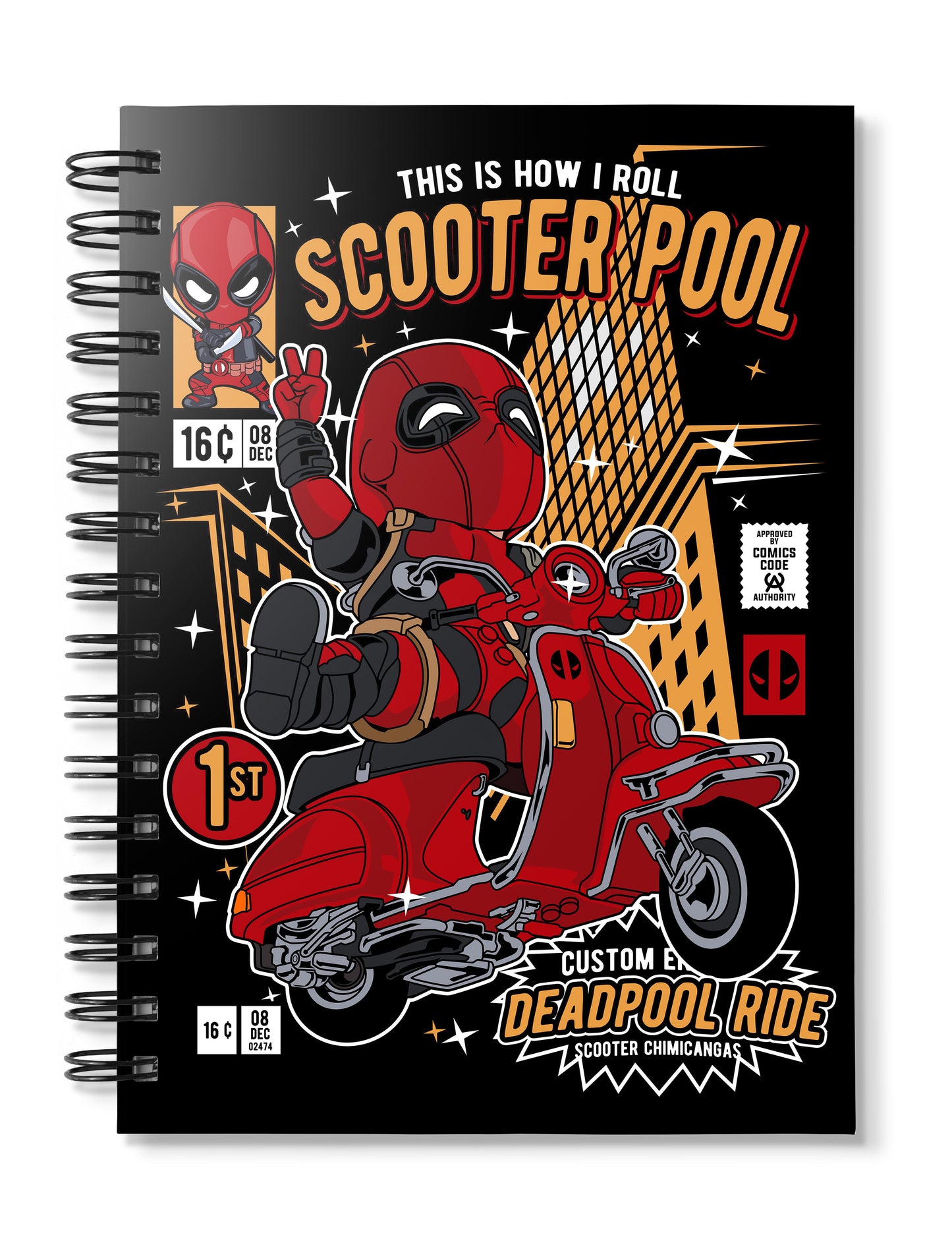Deadpool Scooter Pop Art Notebook
