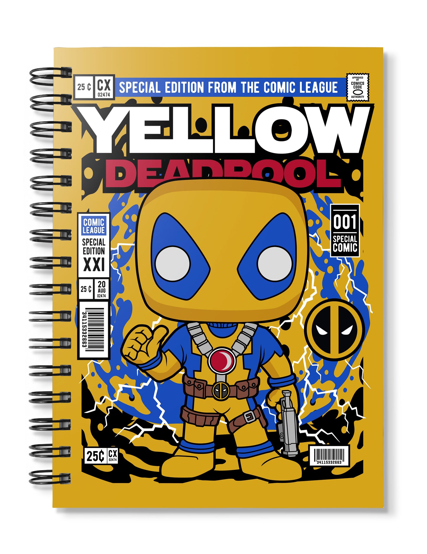 Deadpool Yellow pop Art Notebook