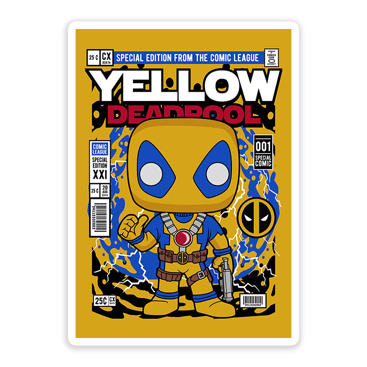 Deadpool Yellow pop Art Sticker