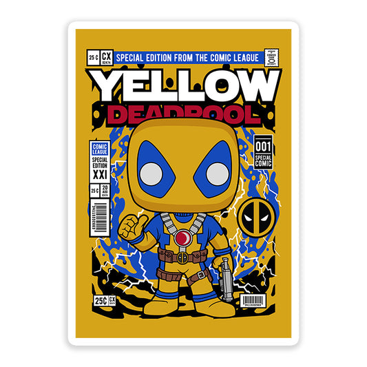 Deadpool Yellow pop Art Sticker