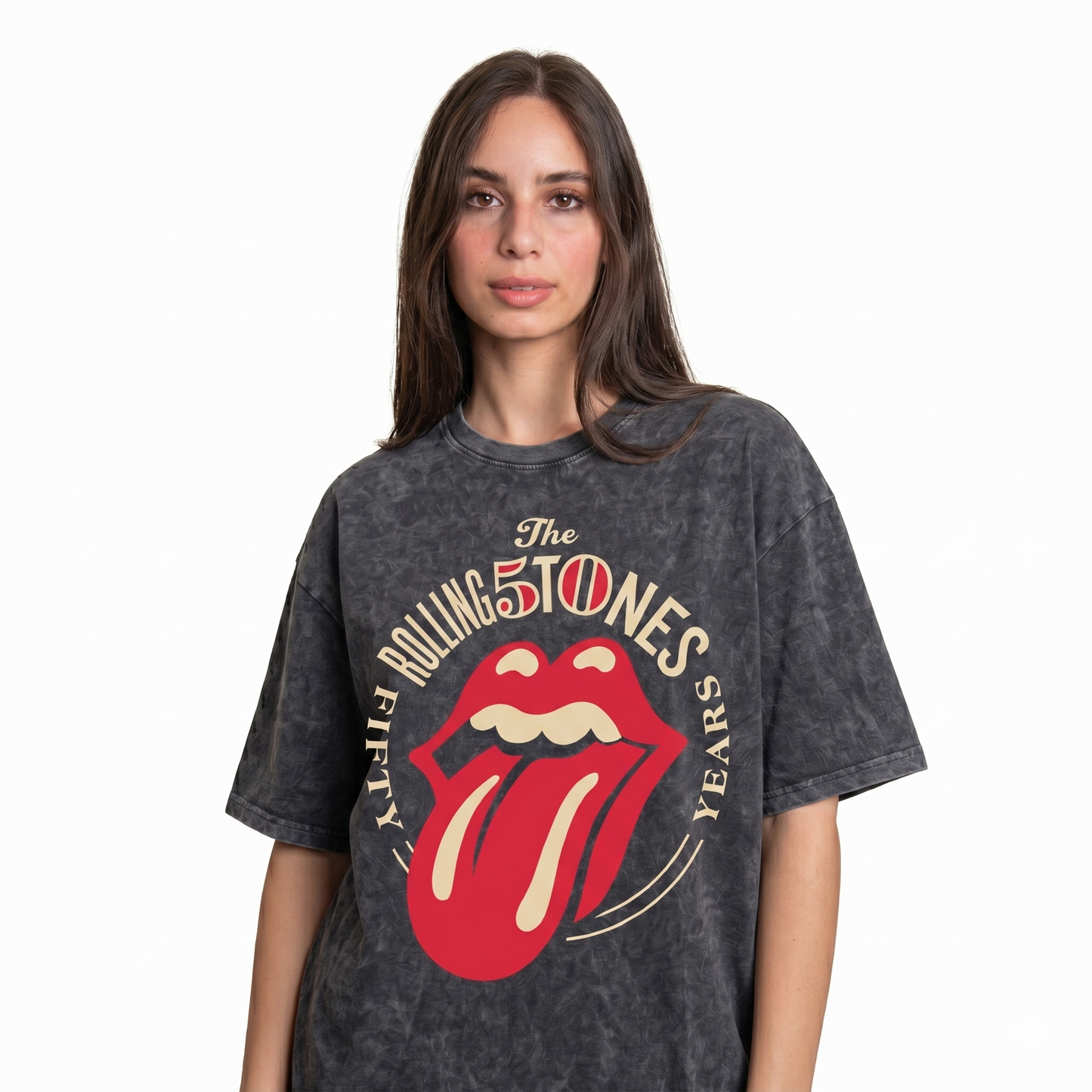 Rolling Stones 50 years Washed Oversized Tee's