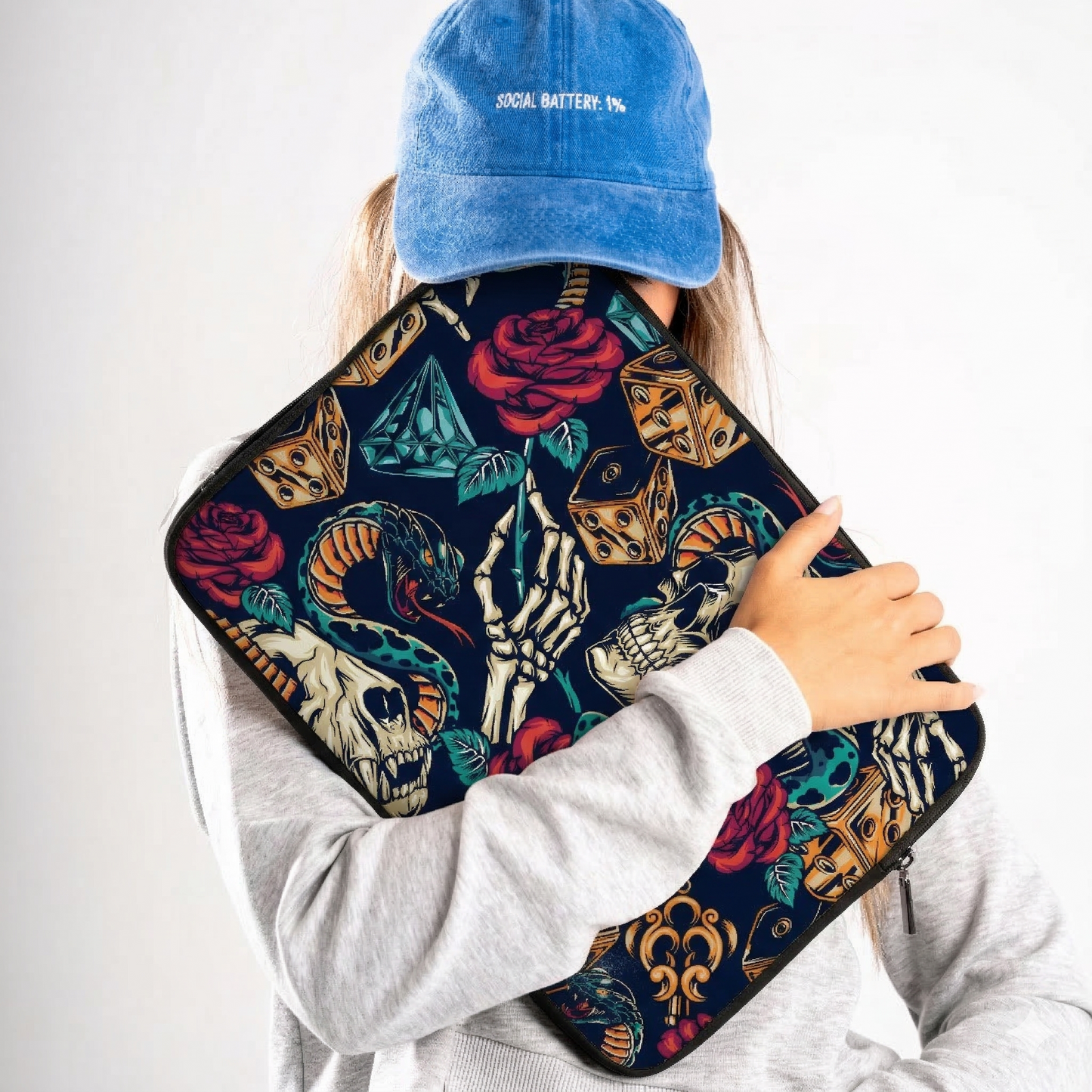 Skull Blossom Laptop Sleeve