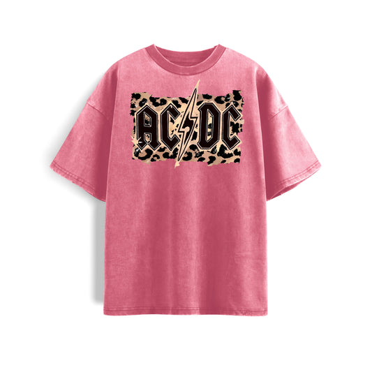 ACDC Leopard Washed Oversized Tee's Pale Pink
