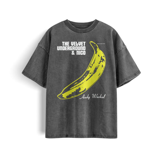 the velvet underground Grey Washed Oversized Tee's