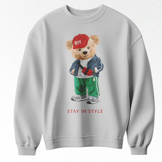 stay in style Bear Oversized Sweatshirt