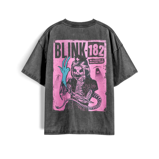 blink-182 Dark Grey Washed Oversized Tee's