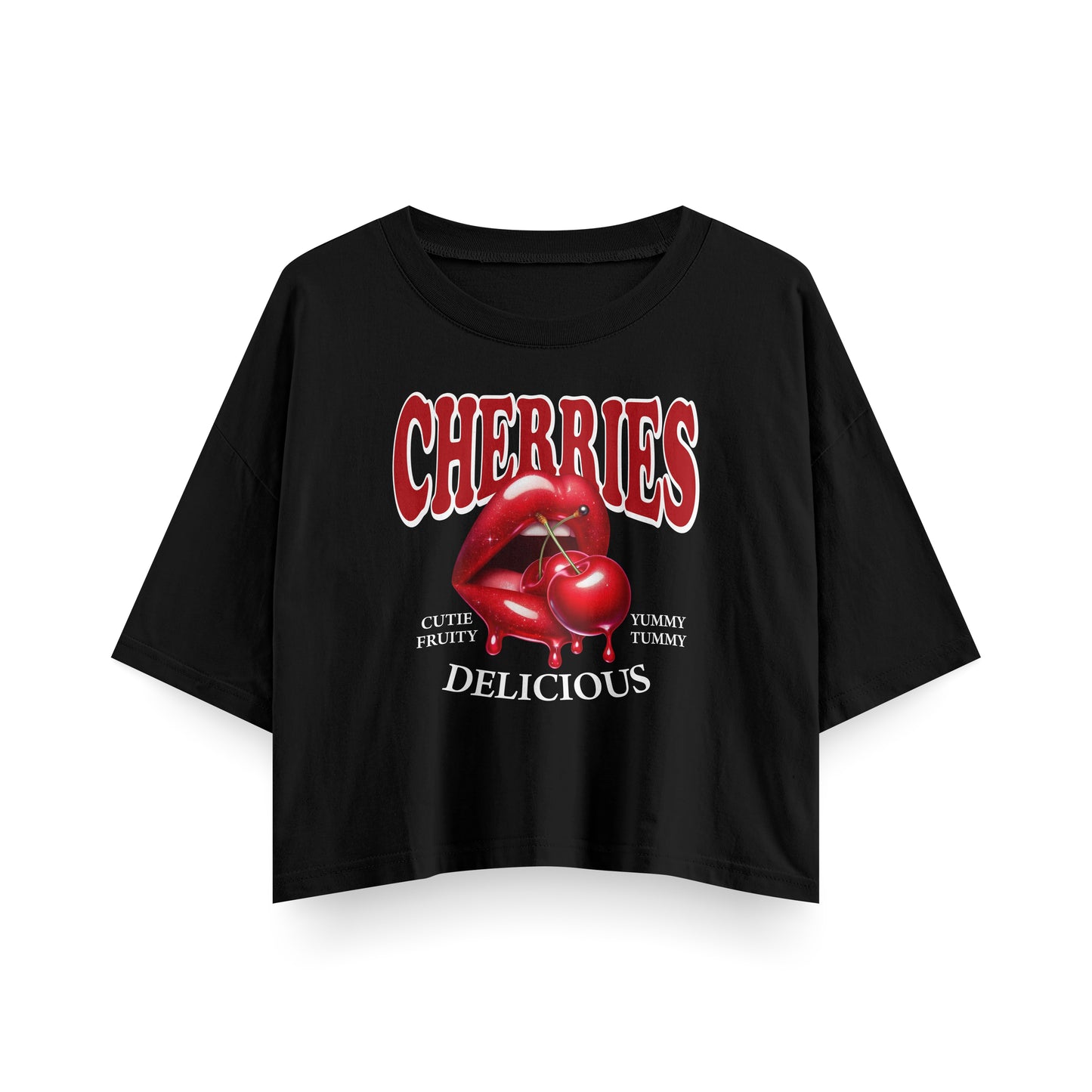 Cherries yummy Cropped Oversized Tee's