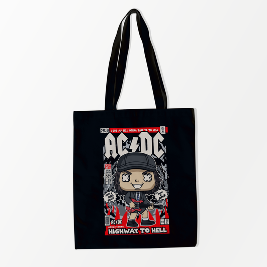 Angus Young ACDC Tote Bag Black
