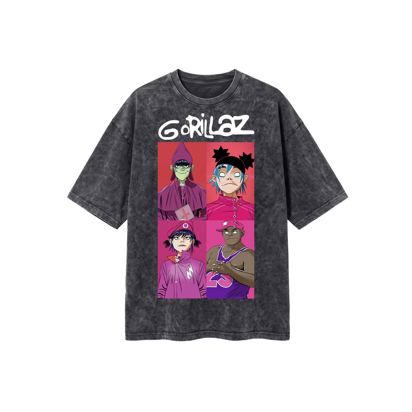 Gorillaz Dark Grey Washed Oversized Tee's