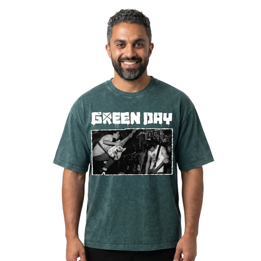 Green day Washed Green Oversized Tee's