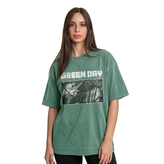 Green day Washed Green Oversized Tee's