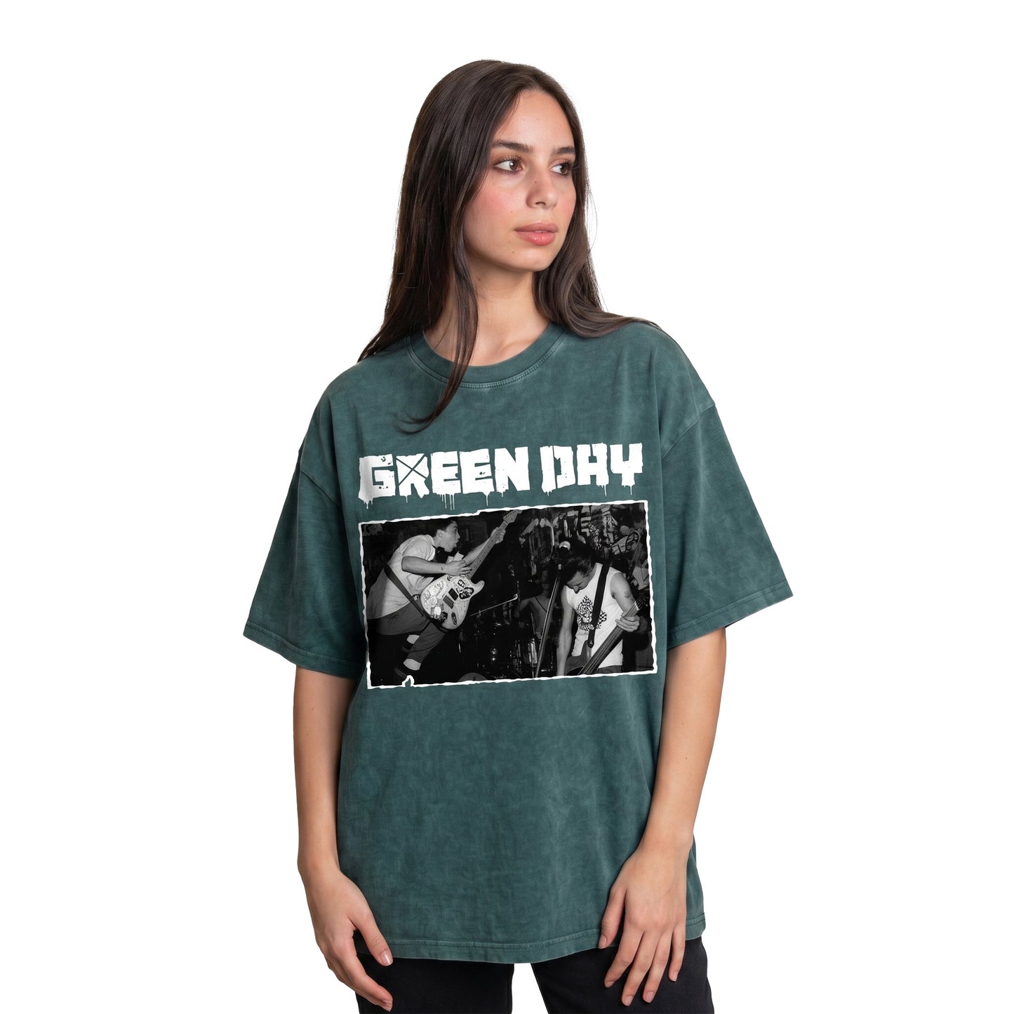 Green day Washed Green Oversized Tee's