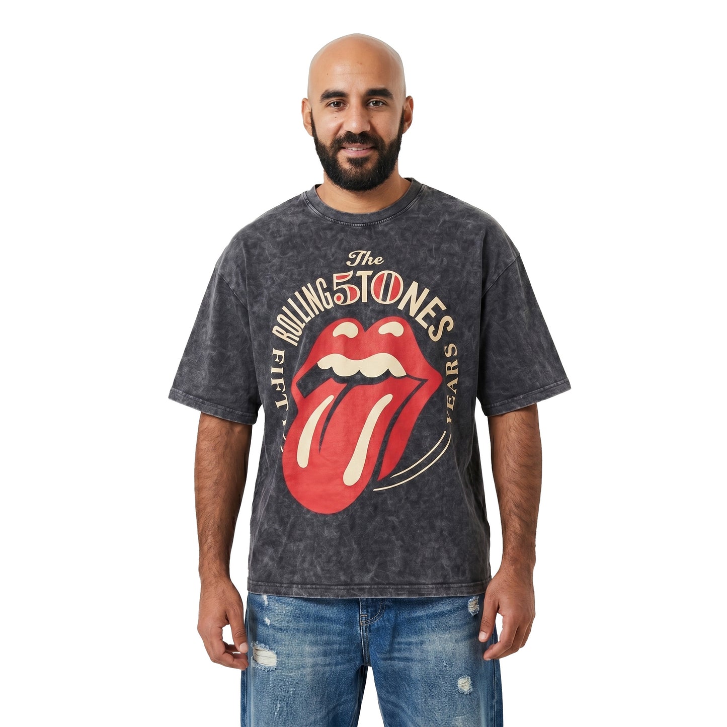 Rolling Stones 50 years Washed Oversized Tee's
