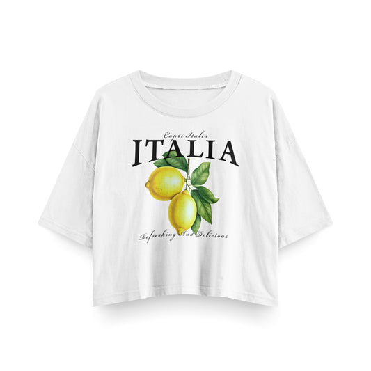 Italia Lemon Cropped Oversized Tee's