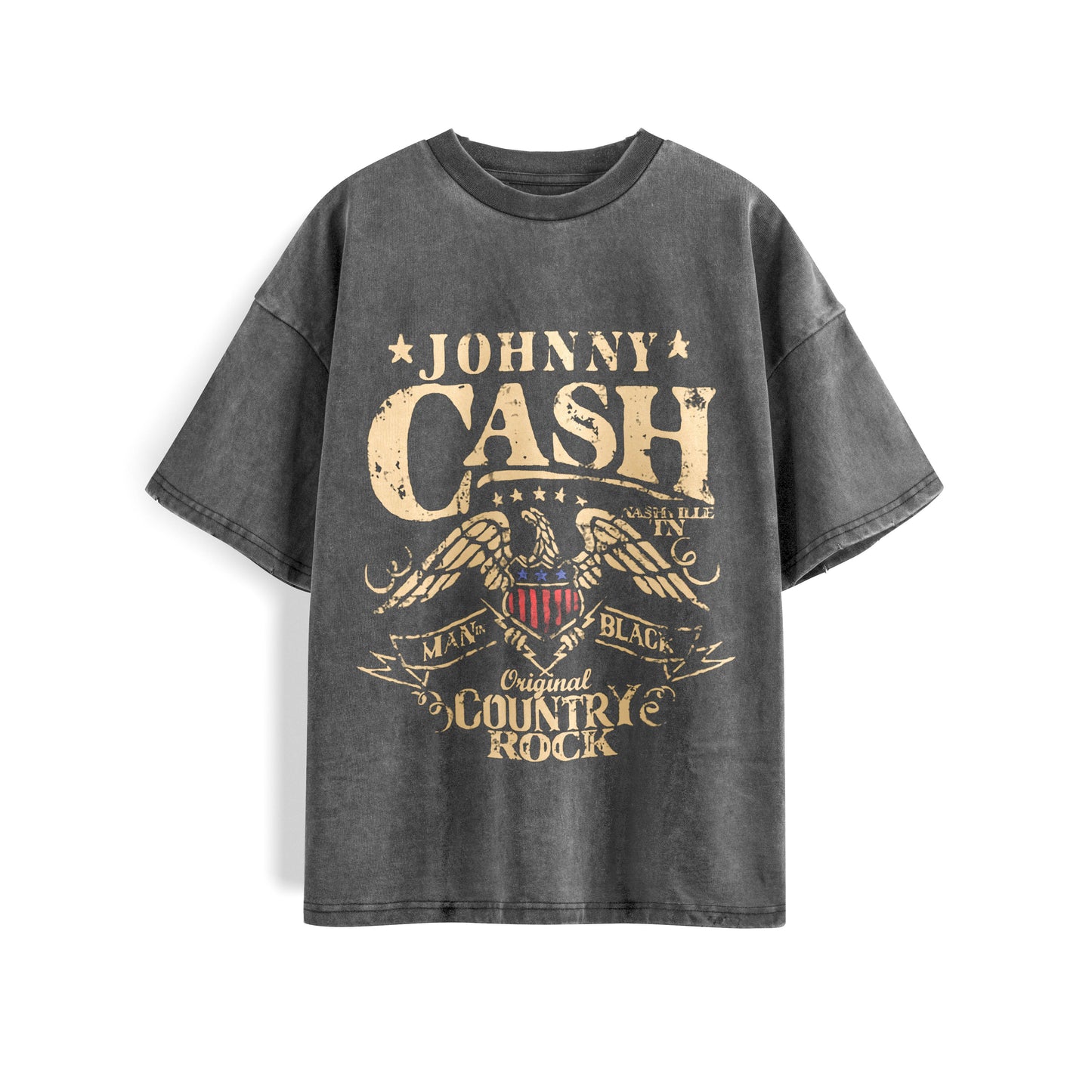 Johnny Cash Grey Washed Oversized Tee's