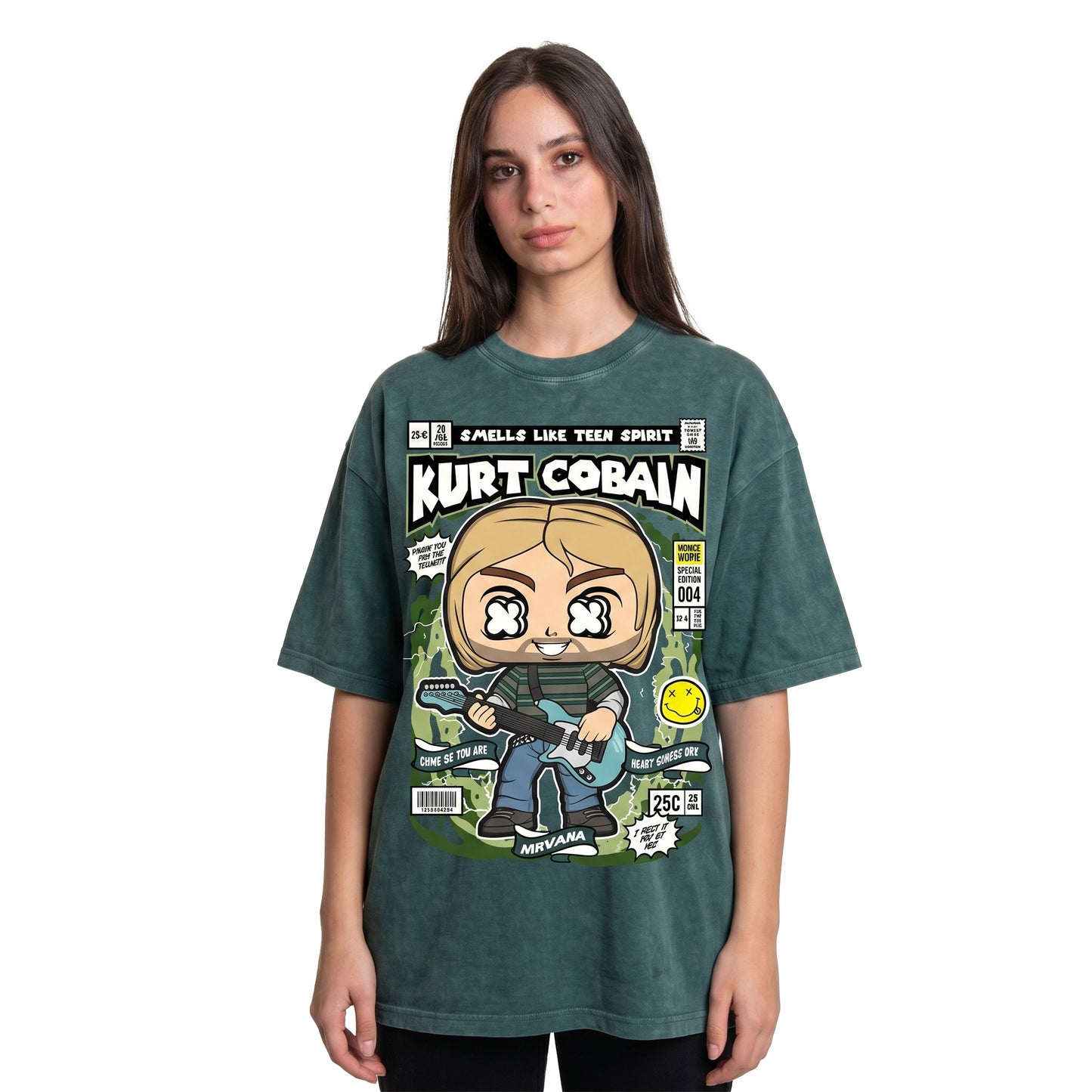 Kurt Cobain Nirvana Washed Oversized Tee's
