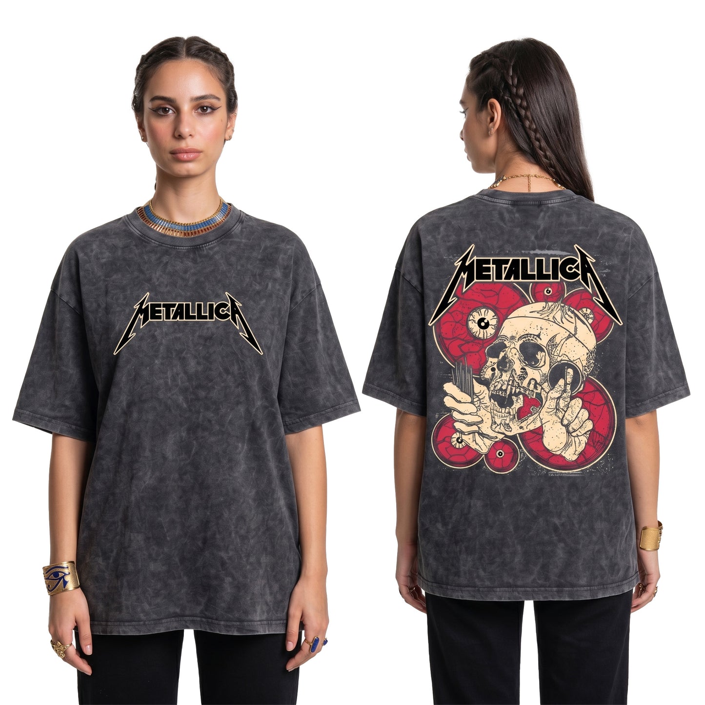 Metallica Washed Oversized Tee's