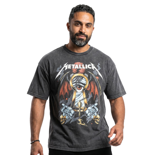 Metallica Keyhole Washed Oversized Tee's