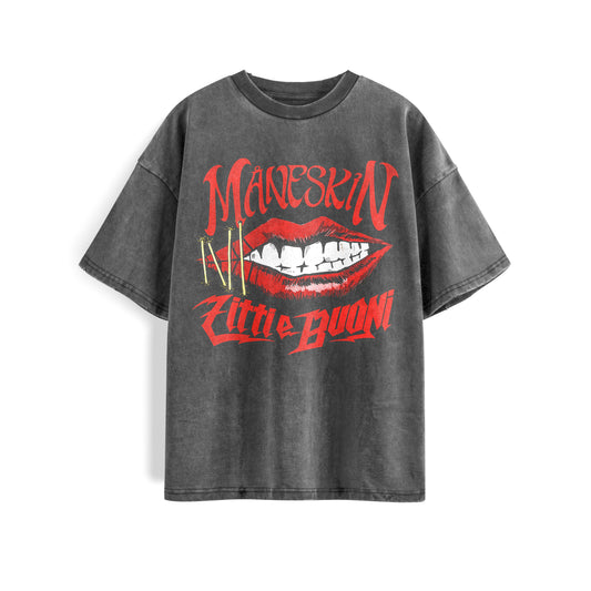 Måneskin Grey Washed Oversized Tee's