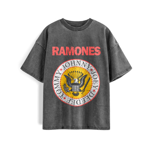 Ramones Grey Washed Oversized Tee's