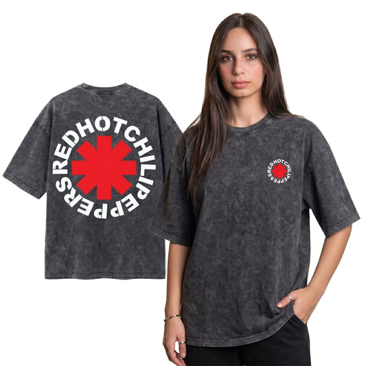 Red Hot Chili Peppers Grey Washed Oversized Tee's