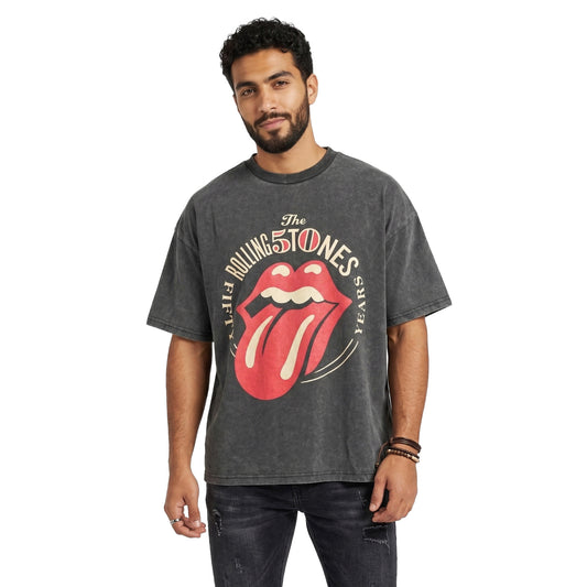 Rolling Stones 50 years Washed Oversized Tee's