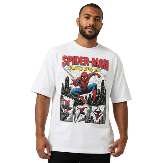 Spiderman White Oversized Tee's