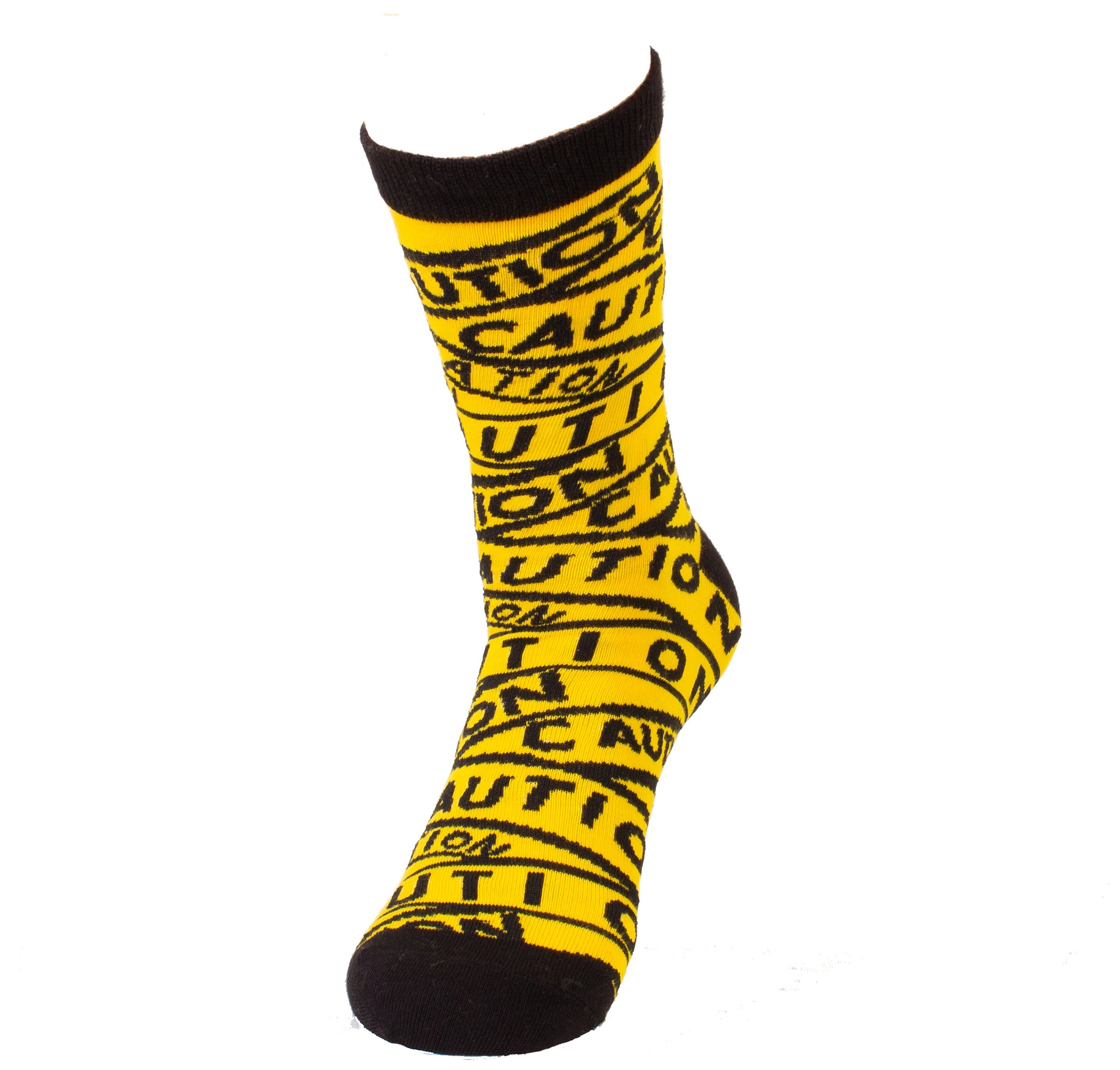 Dank N Drip Caution Socks worn with sneakers – bold yellow socks for everyday street style