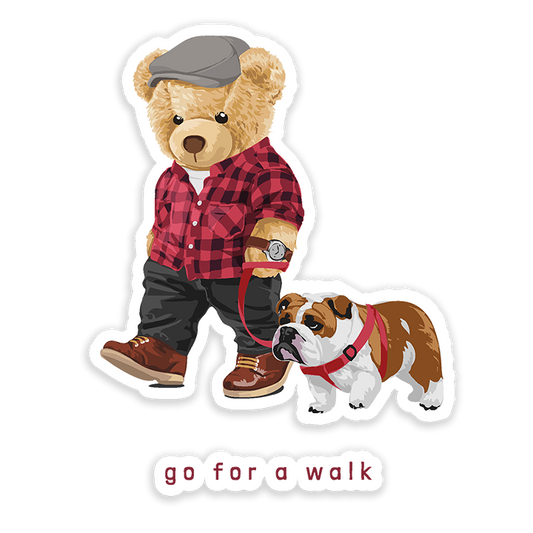 Go For Walk Bear Sticker